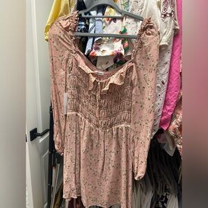 Reformation Blush Floral Smocked Dress